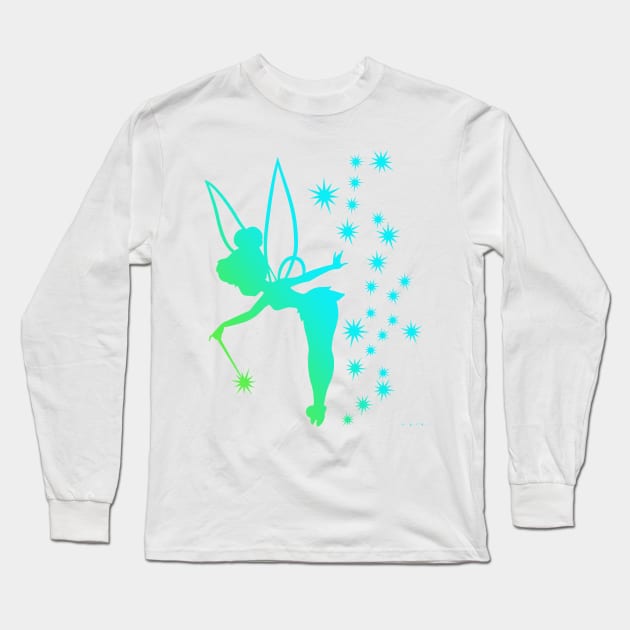 Tinkerbell Ombre Sillhouette Long Sleeve T-Shirt by ijsw